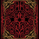 Art Nouveau Wave Design with Flowing Scroll Accents and Stylized Florals (Black)