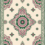 Boho Floral Medallion Motifs with Hand Drawn Paisley Accents (Beige) - ODIKA