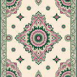 Boho Floral Medallion Motifs with Hand Drawn Paisley Accents (Beige) - ODIKA