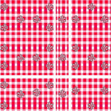 Whimsical Gingham Blocks with Stylized Snowflake Embellishments(Red)