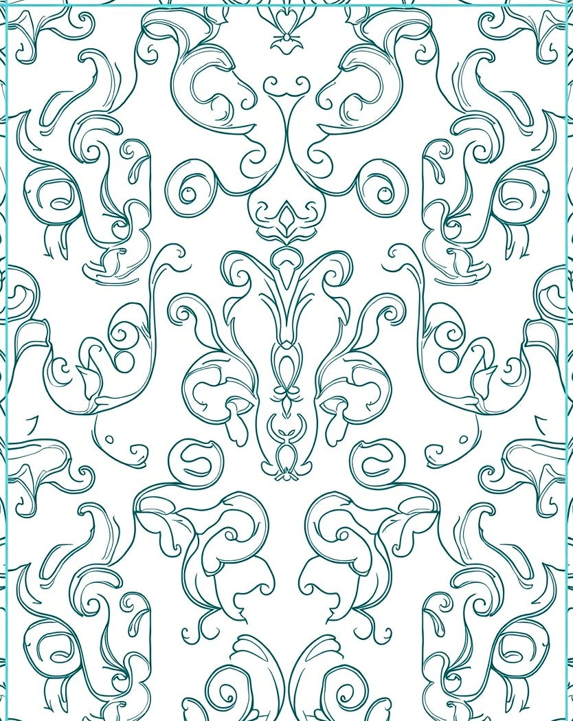 Intricate Lattice Design Featuring Interwoven Scrolls and Delicate Details (Blue) - ODIKA