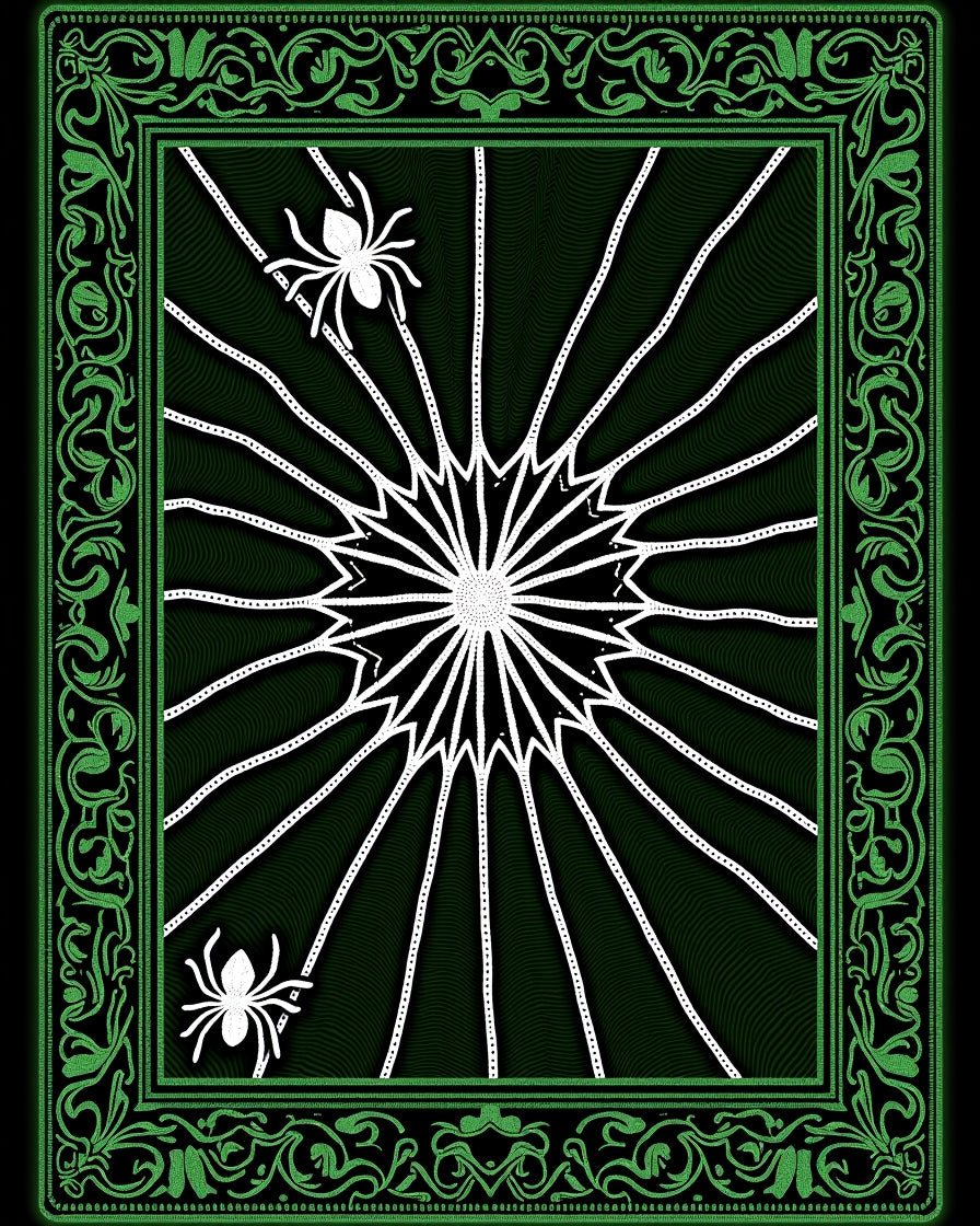 Intricate Web Gothic Doormat with Ornate Spider Motifs(Green) - ODIKA