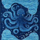 Coastal Kraken Adventure Deep Blue Sea Floor Covering(Blue)