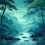 Enchanting Illustrated Waterway Theme(Green)