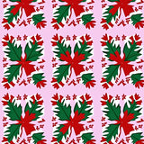 Festive Nordic Snowflake Mosaic with Cheerful Holly Leaf Highlights(Red)