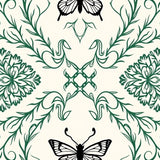 Celestial Moth Botanical Tapestry with Phase Motifs(Black)