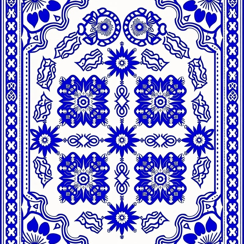 Mosaic Tile Inspired with Hexagonal Flower Clusters (Blue) - ODIKA