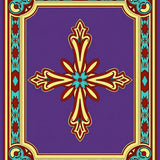 Autumn Medallion Boho with Retro Leaf Motifs and Ornate Borders(Purple)