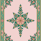 Vintage Medallion Heritage with Laurel Motif and Botanical Flourish(Pink)