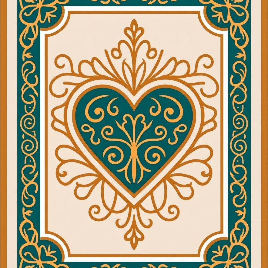 Motif with Radiant Swirl and Elegant Border Design (Beige) - ODIKA