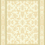 Classic Beige Oval Featuring Ivory Scrollwork and Damask Flourishes(Beige)