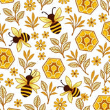 Honeybee Garden Dance with Hexagonal Hive Motifs (Yellow) - ODIKA