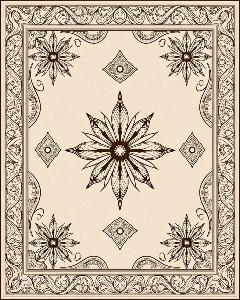 Intricate Medallion Motif Featuring Ornate Interlocking Floral (Beige) - ODIKA