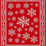 Ornate Winter Wonderland Motif with Interlocking Snowflakes and Gold Highlights(Red)