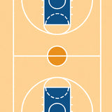 Basketball Court Beige Floor Blue Key White Lines Orange Circle(Beige)