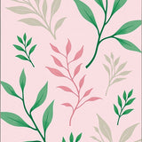 Modern Botanical Leaf with Subtle Interlocking Vines (Pink)