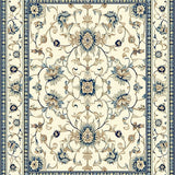 Elegant Floral Beige and Azure Area(Beige)