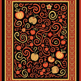 Cornucopia Abundance Scroll Design with Harvest Fruit Clusters(Black)