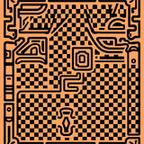 Interlocking Checkerboard Maze with Abstract Border Motifs(Orange)