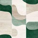 Indoor Non Shedding Beige Green Modern Abstract Area(Green)