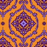 Distressed Damask Scrollwork with Classical European Elegance(Orange)