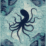 Nautical Kraken Tentacle With Oceanic Wave Design For(Blue)