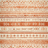 Boho Inspired Beige Runner With Artisanal Tribal Geometric Design(Orange)