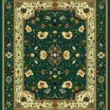 Intricate Boho Area with Abstract Animal Motif and Floral Accents(Green)