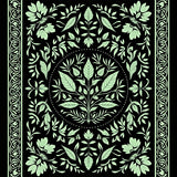 Botanical Woodland Creatures Tapestry With Floral Jungle Motifs (Black)