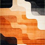 Copper Black Burnt Orange Abstract Indoor Floor(Beige)