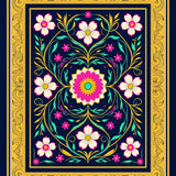 Botanical Medley Nouveau Floral with Interlocking Petal Motifs(Yellow)