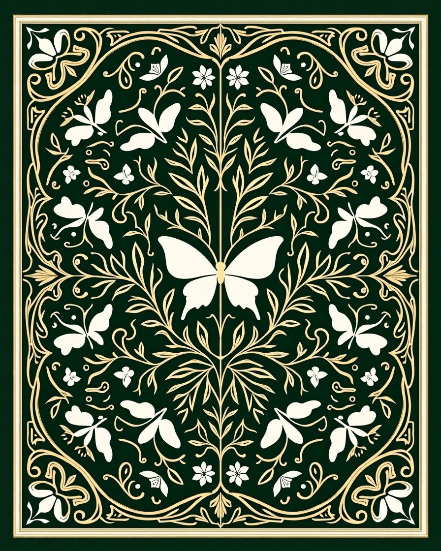 Mosaic Medallion with Botanical Insect Motifs (Green) - ODIKA