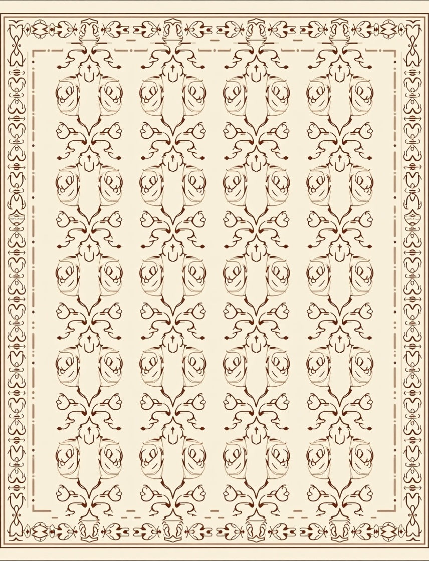 Elegant Interlocking Network with Delicate Scrollwork and Flair (Beige) - ODIKA