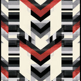 Retro Chevron Stripe with Alternating Black and Beige Angular Zigzag Design(Beige)