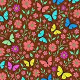 Enchanted Garden with Vibrant Floral Meadow Motifs(Brown)