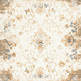 Elegant Distressed Area Featuring Beige Floral and Abstract Symmetry(Beige)