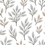 Botanical Leaf Anti Slip Floor Covering Boho (Gray)