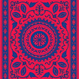 Medallion Tapestry with Vintage Botanical Prints(Red)