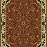 Art Nouveau Inspired Floral Swirl With Emerald Highlights(Brown)