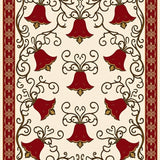 Holiday Chime Motif Featuring Stylized Bells And Curving Vine Embellishments(Red)