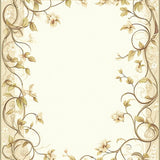 Artisan Scrollwork Area Elegant Border Botanical Accent Design(Beige)