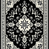 Tile Motif Slip Resistant Flooring with Adhesive Support (Black)