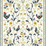 Chic Poultry Parade Modern Folk Art Rooster & Floral Design(White)