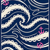 Ocean Wave Nautical Anchor Design Floor Covering (Blue)