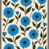 Botanical Heritage Tapestry Featuring Exotic Bloom Arrangement(Blue)
