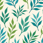 Abstract Watercolor Botanical with Fern Leaf (Blue) - ODIKA