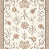 Elegant Vintage Botanical Motif Heritage Handwoven Artistic (Beige)