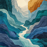 Abstract River Rock Design Doorway(Blue)