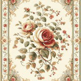 Desert Rose Beige Sage Muted Floral Medallion Floor Accent(Beige)