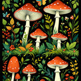 Whimsical Moth and Mushroom Art(Red)